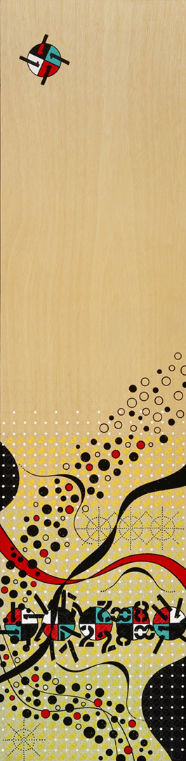 Halo, 2010, acrylic and pencil on wood panel, 72 in. x 17.5 in. Linda Arreola