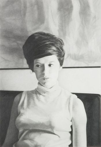 Mom with Beehive, 2007, 13-1/2 x 19-5/8 in., Graphite on paper Judie Bamber