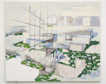 Chief Mission Residence (U.S. Embassy in Baghdad), 2007, 80 x 95 in., Mixed media on canvas, 2007 Dan Bayles