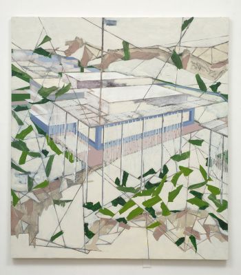New Office Building (U.S. Embassy in Baghdad), 2007, 80 x 72 in., Mixed media on canvas, 2007 Dan Bayles