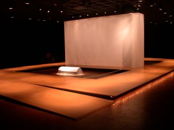 Veranda, 2003, 18 x 60 x 20 ft., Wood, silk, clay, rock/carbon ink Hirokazu Kosaka