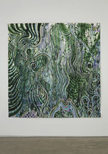 Rainbow Drops, 2007, 80 x 81 in., Chlorophyll, spirulina, acrylic on paper Tam van Tran
