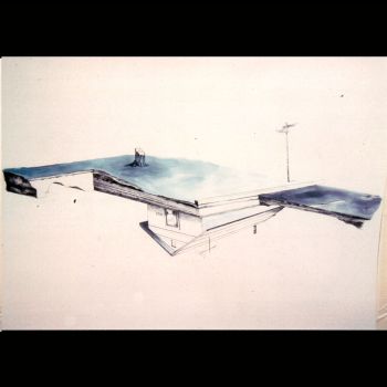 Drawings of Removal, (detail) Inverted House, 1999-present, graphite, gesso and ink on paper, 2.5 x 3.5 in. Edgar Arceneaux