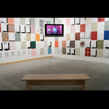 Letters to the Army of Three Displayed, 2006, installation view, REDCAT, Los Angeles, 2006;, 12 x 44 x 44 in. Andrea Bowers