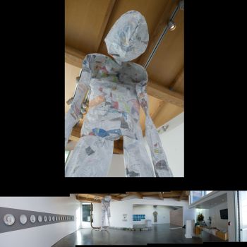 Paper Person, 2009, One day of paper trash from a school, 30 ft. x 7 ft. x 5 ft. Kim Abeles