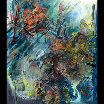 Audition, 2008, Acrylic on canvas, 90 in. x 80 in. x 2 in. Iva Gueorguieva