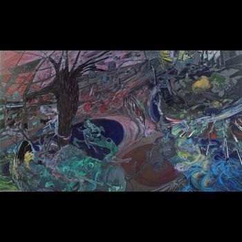 Olympia, 2007, Acrylic on canvas, 88 in. x 150 in. x 2 in. Iva Gueorguieva