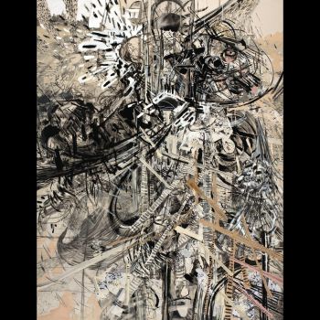 The Pageantry of Power 2: The General, 2009, Acrylic, collage and oil stick on canvas, 110 in. x 95 in. x 2 in. Iva Gueorguieva