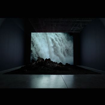 At Any Given Moment, Fall, 2009, Art installation (video projection, lava and sound), 10 ft. x 13.3 ft. x 13.3 ft. Rebeca Méndez