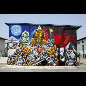 Resurrection, 2007, Acrylic on concrete, 13 ft. x 24 ft. Noni Olabisi