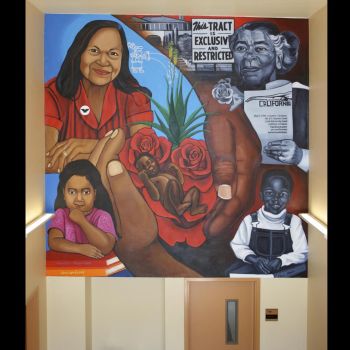 It Takes a Village to Raise a Child 2, 2009, Acrylic on concrete, 13 ft. x 11 in. Noni Olabisi