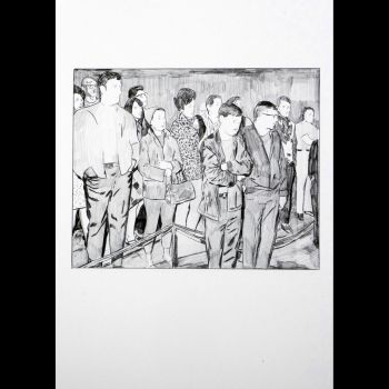 untitled (Waiting), 2005-ongoing, Carbon on paper, 11 in. x 15 in. Vincent Ramos