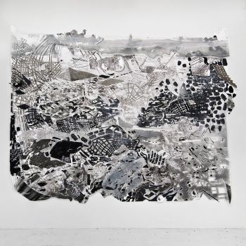 Overland 9, 2009, Graphite, pigment, and ink on folded, cut and collaged paper, 96 in. x 134 in. x 2 in. Fran Siegel