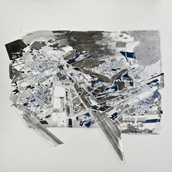 Overland 10, 2010, Ink, pigment and graphite on embossed, pierced and cut paper, 100 in. x 120 in. x 2 in. Fran Siegel