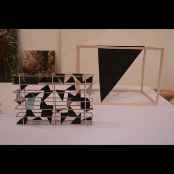 model for screen sculpture, 2011, wood and paper, 8 in. x 15 in. x 2 in. Kevin Appel