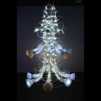 Earworm (swoon), 2008, plastic, copper, LED’s, speakers, music, 10 ft. x 6 ft. x 6 ft. Deborah Aschheim