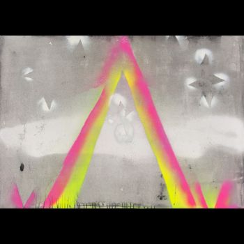 Ascension, 2010, acrylic spray paint and black gesso on canvas, 30 in. x 40 in. x 2 in. Martin Durazo