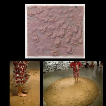 Pow Wow, 2007, sculptural relief painting (from a performance), 34 in. x 31 in. x 3 in. Jocelyn Foye