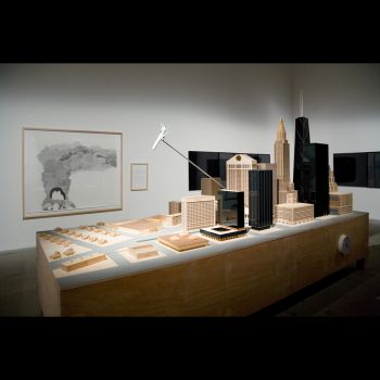 Airplanecrashclock, 1997, mixed media and electronics, 9 ft. x 12 ft. x 5 ft. Charles Gaines
