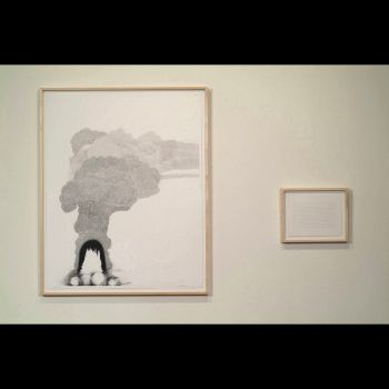Explosion Drawing #15 (diptych), 2007, graphite on paper, 48 in. x 50 in. Charles Gaines