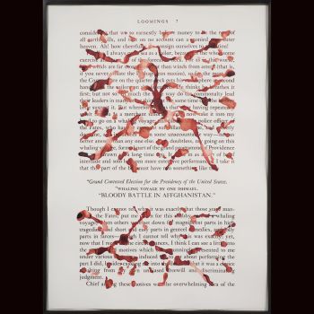 Chapter 1: Loomings, page 7 (II)</em>, 2010, Red bister on paper, 60.75 in. x 44 in. x 2 in. Tony de los Reyes