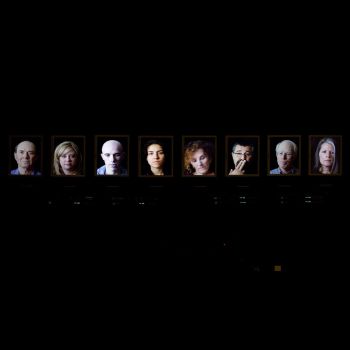 Blow Me a Kiss, 2009, 16 channel video installation, 20 in. x 9 ft. x 4 in. Eileen Cowin