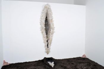Barbara: Installation, 2011, Quartz Crystal fountain, Shag Carpet, Rose Quartz, Cocktails/Water, 60 in. x 30 in. x 36 in. Micol Hebron