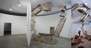 Poor Pension Math, 2010, Installation at Susanne Vielmetter Projects, 96 in. x 60 in. x 4 in. Olga Koumoundouros