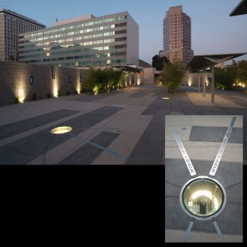 Encompassing Aiso, 2011, stainless steel, lights, cut and colored concrete, 4 ft. x 200 ft. x 100 ft. John David O'Brien