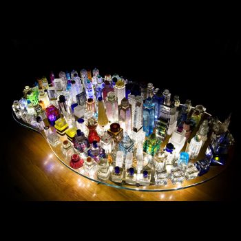 City at Night, 2011, Glass and plastic, 18 in. x 30 in. x 54 in. James Rojas