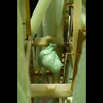 Sink Like A Submarine, 2006, Jade, Cast resin, found resin, brass, 81 in. x 36 in. x 20 in. Shirley Tse
