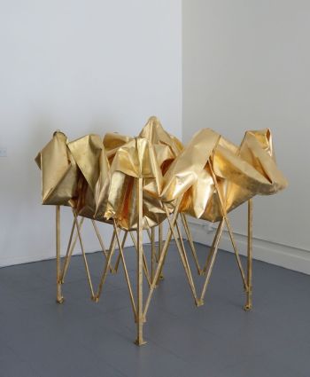 Gold Leaf Canopy, 2012, Canopy, imitation gold-leaf, 6.5 ft. x 5 ft. x 5 ft. Carmen Argote