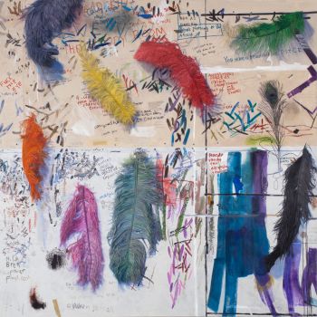 Big Funky Chicken, 2010, oil on canvas, 63.5 in. x 63.5 in. x 1.5 in. Kristin Calabrese