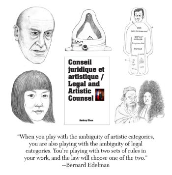 Conseil juridique et artistique / Legal and Artistic Counsel, 2010, illustrations in pencil and excerpt from artist book, 8.4 in. x 5.4 in. x 0.2 in. Audrey Chan