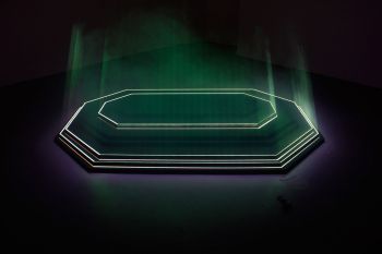 Stage, 2012, MDF, theatrical fog, projection, 8 in. x 96 in. x 48 in. Cayetano Ferrer
