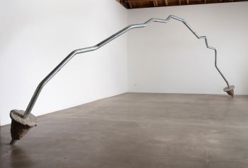 …that’s what she said, 2010, Galvanized pole and concrete footing, 8 ft. x 18 in. x 31 ft. Ruben Ochoa