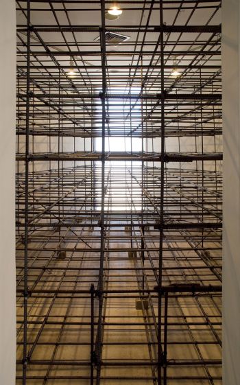 If I Had a Rebar for Every Time Someone Tried to Mold Me, 2007, Rebar, tie wire, and dobie blocks, 9 ft. x 17 ft. x 19 ft. Ruben Ochoa