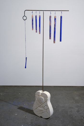 Open Tuning / EDGBDG, 2012, hydrocal, cocaine, steel, twine, copper pipe, wood, flasche, 74 in. x 27 in. x 12 in. Eamon Ore-Giron