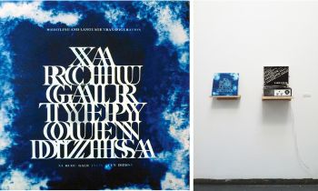 Whistling and Language Transfiguration, 2012, LP album, Cyanotype print Edition of 100 unique records, 12 in. x 12 in. Gala Porras-Kim