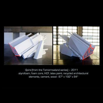 Spire, 2011, styrofoam, foam core, wood, latex paint, HCF, cement, 87 in. x 192 in. x 84 in. L. Aili Schmeltz