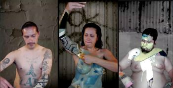 Action Portraits in collaboration with Joe Santarromana, from Mural Remix, 2011, 3-Channel Video Installation, 15 in. x 22 in. Sandra de la Loza
