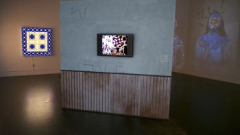Installation view of "Mural Remix", 2011, Multi-media, 28 ft. x 40 ft. x 28 ft. Sandra de la Loza