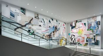 See This Through, 2010, Oil on canvas mounted on wood panels, 20 ft. x 60 ft. x 4 in. Mark Flores