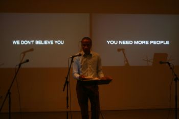 We Don’t Believe You, You Need More People, 2011-2012, performance, dimensions variable Jibade-Khalil Huffman
