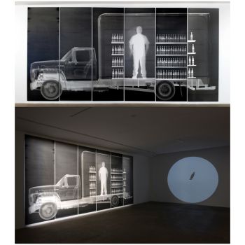 Stowaway, 2009, unique silver gelatin photogram from performance and constructed negatives, 120 in. x 240 in. Farrah Karapetian
