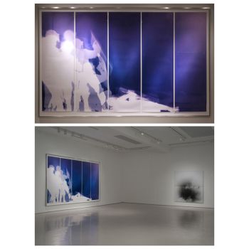 Riot Police, 2011, unique chromogenic photogram from performance, 96 in. x 156 in. Farrah Karapetian
