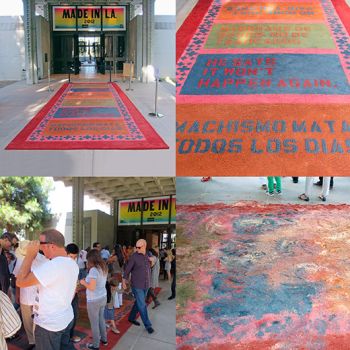Alfombra Domestica, 2012, installation, dyed sawdust, 9 ft. x 23 ft. Nery Gabriel Lemus