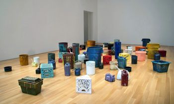 Bucketry II, 2012, stoneware and porcelain, installed as part of the 3-person show Matthias Merkel-Hess