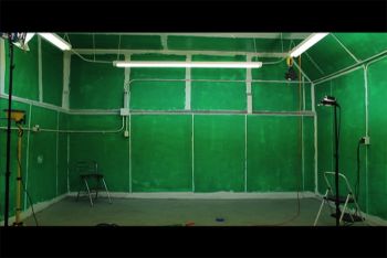 Still from GREENLAND, 2012, Apparently-anti-structural paint applied to walls of studio (a.k.a. ICELAND, former meat packing plant), 3000 square feet. Jim Skuldt