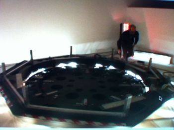 CROP CIRCLE (Int’l) CAKE PLUG + Color Field Reef, 2011, Revamped elements of 48-foot-diameter-circular-rotating-touring-stage formerly belonging to Neil Diamond, dimensions variable Jim Skuldt